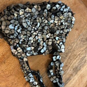 Moyna Black Beaded Shell Card Holder with Iridescent Accents